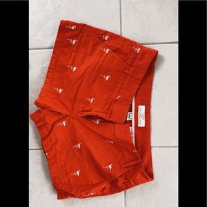 J crew red flamingo barbecue shorts